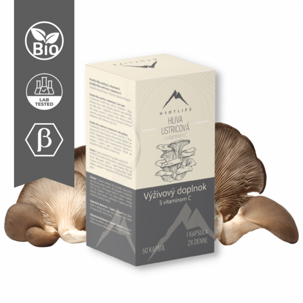 Hliva ustricová BIO s vitamínom C Hrotlife 60 kapsúl