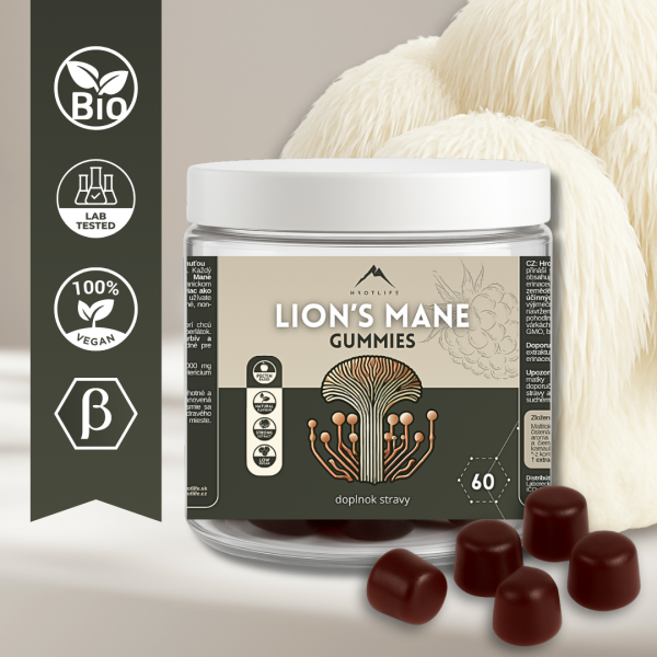 Lion´s mane gummies Hrotlife – 60 gummies s hubou Hericium